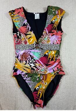 Bleu Rod Beattie Women's 14 Sarafar Multicolor One Piece Swimsuit Tummy Control